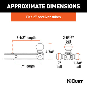 Curt Multi-Ball Mount (2in Hollow Shank 1-7/8in 2in & 2-5/16in Chrome Balls)