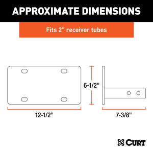 Curt Hitch-Mounted License Plate Holder (Fits 2in Receiver)