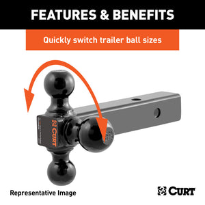 Curt Multi-Ball Mount (2-1/2in Hollow Shank 1-7/8in 2in & 2-5/16in Black Balls)