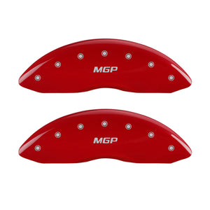 MGP 4 Caliper Covers Engraved Front & Rear MGP Red Finish Silver Characters 2016 Chevrolet SS