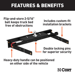 Curt 99-00 GMC K1500 Double Lock Gooseneck Hitch Kit w/Installation Brackets