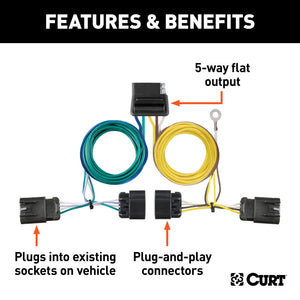 Curt 10-17 Chevrolet Equinox Custom Wiring Harness (5-Way Flat Output)