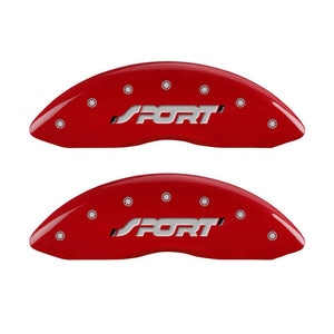 MGP 4 Caliper Covers Engraved Front & Rear SPORT Red finish silver ch