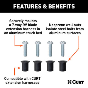 Curt Custom Wiring Harness Extension Isolator Kit for Aluminum Truck Beds