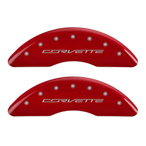 MGP 4 Caliper Covers Engraved Front Corvette C7 Engraved Rear Z51/2015 Red finish silver ch