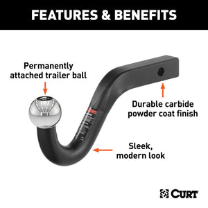 Curt Euro Mount (1-7/8in Ball 1-1/4in Shank 3500lbs -3/4in High 8-3/4in Long)