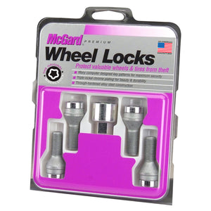 McGard Wheel Lock Bolt Set - 4pk. (Cone Seat) M14X1.5 / 17mm Hex / 27.5mm Shank Length - Chrome