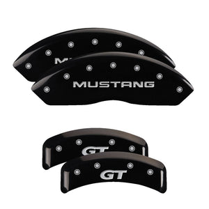 MGP 4 Caliper Covers Engrvd Front No bolts/Tbird Engrvd Rear/Tbird Emblem Blk fnsh slvr ch