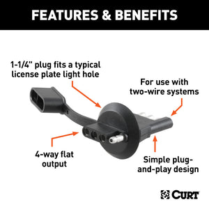 Curt 4-Way Flat License Plate Light Plug Adapter