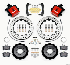 Wilwood Combination Parking Brake Rear Kit 12.88in Drilled Red 2013-Up Ford Focus ST w/ Lines