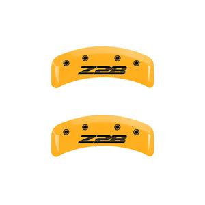 MGP 4 Caliper Covers Engraved Front Camaro Rear Z28 Yellow Finish Black Char 1997 Chevy Camaro