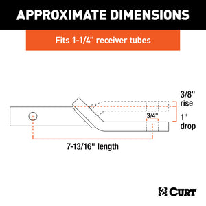 Curt Class 2 Ball Mount (1-1/4in Shank 3500lbs 1in Drop 7-13/16in Long)