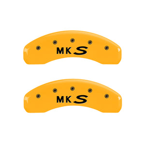 MGP 4 Caliper Covers Engraved Front Lincoln Engraved Rear MKS Yellow finish black ch