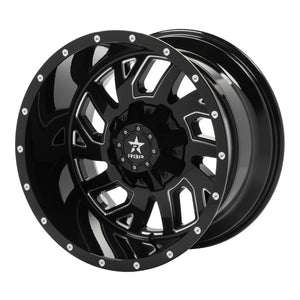 RBP 65R Glock 20x12 8x165.1 BP / 4.75 BS -44mm Offset 121.3mm CB Gloss Black Machined Grooves Wheel