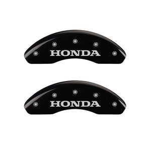 MGP Front set 2 Caliper Covers Engraved Front Honda Black finish silver ch