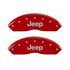 MGP 4 Caliper Covers Engraved Front JEEP Engraved Rear JEEP Grill logo Red finish silver ch