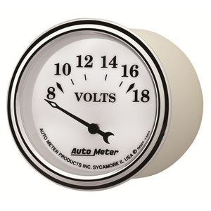 AutoMeter Gauge Voltmeter 2-1/16in. 18V Elec Old Tyme White II