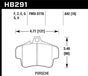 Hawk 98 Porsche 911 Targa Front / 03-05 911 GT2 / 04-05 911 GT3 Rear DTC-70 Race Brake Pads