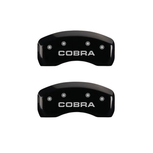 MGP 4 Caliper Covers Engraved Front & Rear Cobra Black finish silver ch