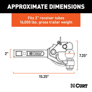 Curt Receiver-Mount Ball & Pintle Combo (2in Shank 2in Ball 10000lbs)