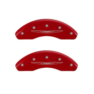 MGP 4 Caliper Covers Engraved Front & Rear Style 2/Chrysler Wing Red finish silver ch