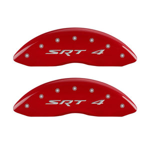 MGP Front set 2 Caliper Covers Engraved Front SRT4 Red finish silver ch