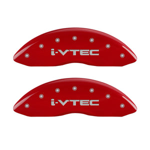 MGP 4 Caliper Covers Engraved Front & Rear I-Vtec Red Finish Silver Char 2017 Acura ILX