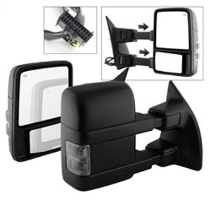 xTune Ford SuperDuty 08-15 Extendable Heated Mirrors w/ LED Signal Smoke MIR-FDSD08S-PW-SM-SET