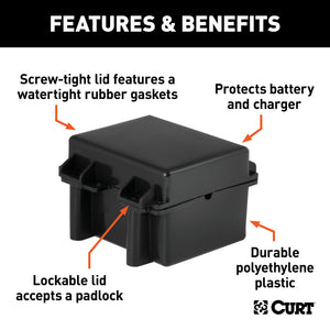 Curt 5in x 3-3/8in x 3-3/4in Watertight Breakaway Battery Case