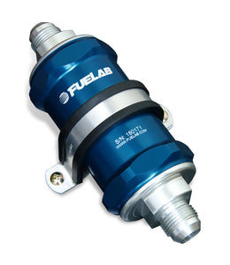 Fuelab 818 In-Line Fuel Filter Standard -6AN In/Out 40 Micron Stainless - Blue