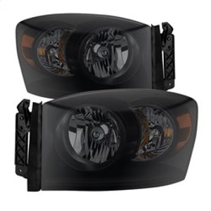 Xtune Dodge Ram 1500 06-08 Amber Crystal Headlights Black Smoked HD-JH-DR06-AM-BSM