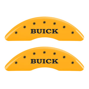 MGP 4 Caliper Covers Engraved Front Buick Engraved Rear Buick Shield Yellow finish black ch