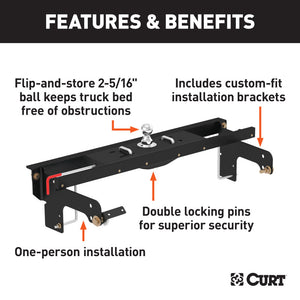 Curt 01-10 GMC Sierra 2500 HD Double Lock EZr Gooseneck Hitch Kit w/Installation Brackets