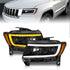 ANZO 11-13 Jeep Grand Cherokee (Factory Halogen Only) Projector Headlights w/Light Bar Swtchbk Black