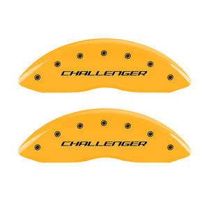 MGP 4 Caliper Covers Engraved Front & Rear Block/Challenger Yellow finish black ch