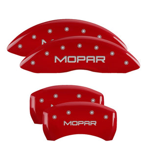 MGP 4 Caliper Covers Engraved Front & Rear Mopar Red Finish Silver Char 2018 Chrysler Pacifica