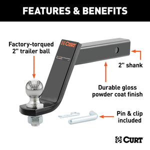 Curt Loaded Ball Mount w/2in Ball (2in Shank 7500lbs 6in Drop)