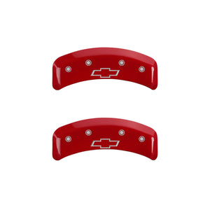 MGP 4 Caliper Covers Engraved Front & Rear Bowtie Red finish silver ch