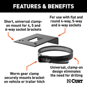 Curt Connector Bracket Mount for 4 5 or 6-Way Bracket (Packaged)