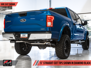 AWE Tuning 2015+ Ford F-150 0FG Dual Exit Performance Exhaust System w/5in Diamond Black Tips