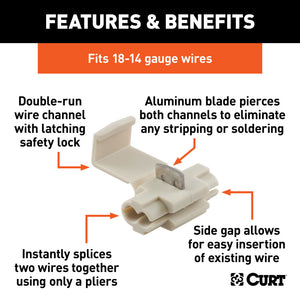 Curt Snap Lock Double-Run Tap Connectors (18-14 Wire Gauge 100-Pack)