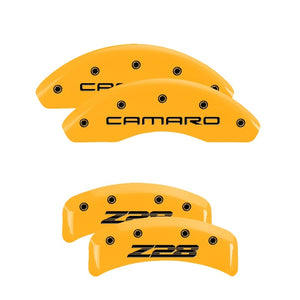 MGP 4 Caliper Covers Engraved Front Camaro Rear Z28 Yellow Finish Black Char 1997 Chevy Camaro