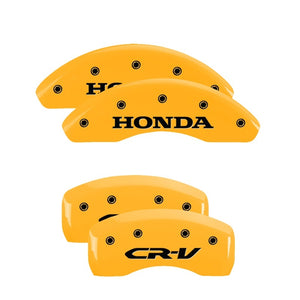 MGP 4 Caliper Covers Engraved Front Honda Rear CR-V Yellow Finish Black Char 2018 Honda CR-V