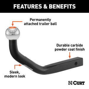 Curt Euro Mount (2in Ball 1-1/4in Shank 3500lbs 5-1/8in High 11-1/4in Long)