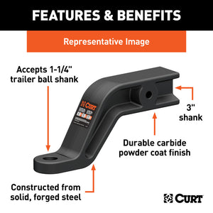 Curt Industrial Duty Forged Ball Mount (3in Shank 21000lbs 4in Drop 9in Long)