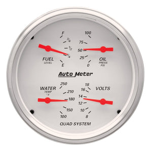 AutoMeter Gauge Quad 5in. 240 Ohm(e) to 33 Ohm(f) Elec Arctic White