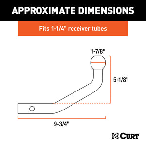 Curt Euro Mount (1-7/8in Ball 1-1/4in Shank 3500lbs 5-1/8in High 9-3/4in Long)