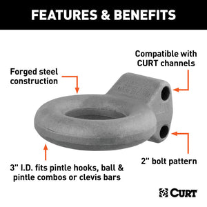 Curt Channel-Style Lunette Eye (12000lbs 3in I.D. Raw)