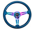 NRG Classic Wood Grain Steering Wheel (350mm) Blue Pearl/Flake Paint w/Neochrome 3-Spoke Center