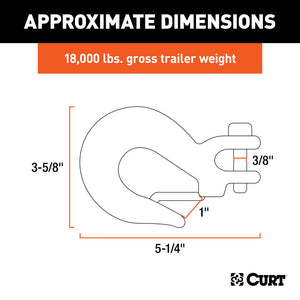 Curt 3/8in Safety Latch Clevis Hook (18000lbs)